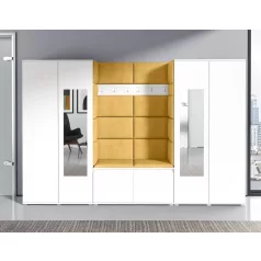   Blum 10 kárpitozott előszobafal tükörrel, fehér - sárga 18 - egyedi