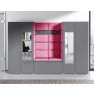 Blum 10 kárpitozott előszobafal tükörrel, grafit - pink 10 - egyedi