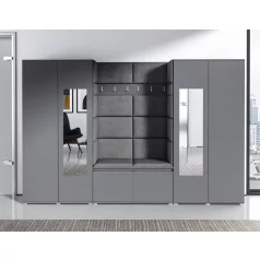   Blum 10 kárpitozott előszobafal tükörrel, grafit - szürke 15