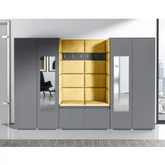   Blum 10 kárpitozott előszobafal tükörrel, grafit - sárga 18 - egyedi