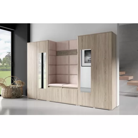 Blum 10 kárpitozott előszobafal tükörrel, sonoma - barna 05