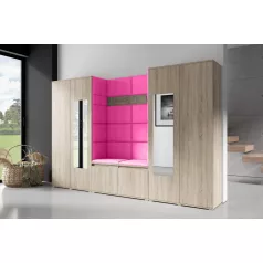   Blum 10 kárpitozott előszobafal tükörrel, sonoma - pink 10 - egyedi