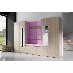   Blum 10 kárpitozott előszobafal tükörrel, sonoma - lila 11 - egyedi