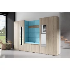   Blum 10 kárpitozott előszobafal tükörrel, sonoma - azúr 13 - egyedi