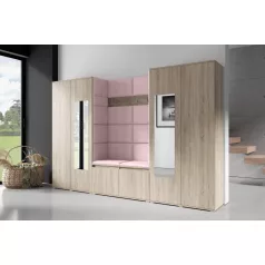   Blum 10 kárpitozott előszobafal tükörrel, sonoma - rózsaszín 19 - egyedi