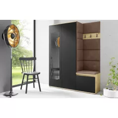   Blum 11 kárpitozott előszobafal tükörrel, artisan/fekete - barna 07