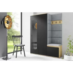   Blum 11 kárpitozott előszobafal tükörrel, artisan/fekete - szürke 14