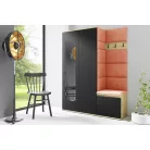 Blum 11 kárpitozott előszobafal tükörrel, artisan/fekete - narancssárga 17 - egyedi