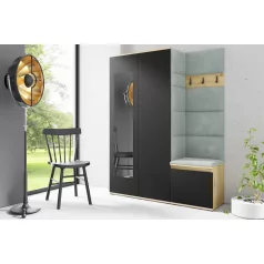   Blum 11 kárpitozott előszobafal tükörrel, artisan/fekete - menta 21 - egyedi