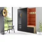 Blum 11 kárpitozott előszobafal tükörrel, artisan/fekete - narancssárga 25 - egyedi