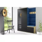 Blum 11 kárpitozott előszobafal tükörrel, artisan/fekete - sötétkék 31 - egyedi