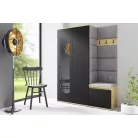 Blum 11 kárpitozott előszobafal tükörrel, artisan/fekete - ezüst 33 - egyedi