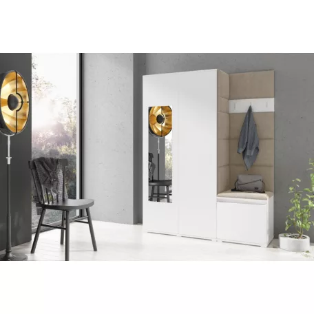 Blum 11 kárpitozott előszobafal tükörrel, fehér - bézs 02