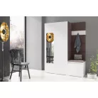 Blum 11 kárpitozott előszobafal tükörrel, fehér - barna 08