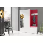 Blum 11 kárpitozott előszobafal tükörrel, fehér - piros 09 - egyedi