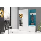 Blum 11 kárpitozott előszobafal tükörrel, fehér - azúr 13 - egyedi