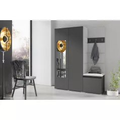   Blum 11 kárpitozott előszobafal tükörrel, grafit - krém 01