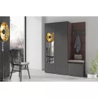 Blum 11 kárpitozott előszobafal tükörrel, grafit - barna 08