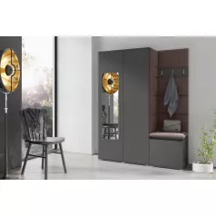   Blum 11 kárpitozott előszobafal tükörrel, grafit - barna 08