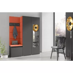   Blum 11 kárpitozott előszobafal tükörrel, grafit - narancssárga 17 - egyedi