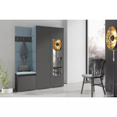   Blum 11 kárpitozott előszobafal tükörrel, grafit - aqua 22 - egyedi