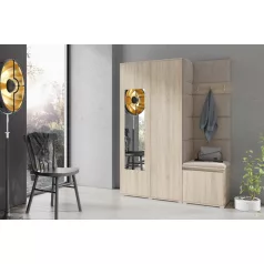   Blum 11 kárpitozott előszobafal tükörrel, sonoma - bézs 03