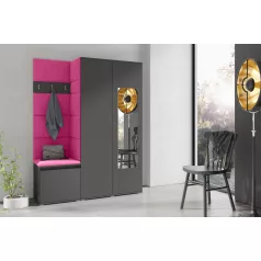   Blum 11 kárpitozott előszobafal tükörrel, sonoma - pink 10 - egyedi