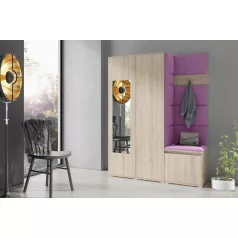   Blum 11 kárpitozott előszobafal tükörrel, sonoma - lila 11 - egyedi