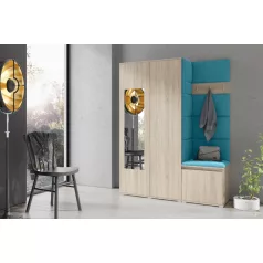   Blum 11 kárpitozott előszobafal tükörrel, sonoma - azúr 13 - egyedi