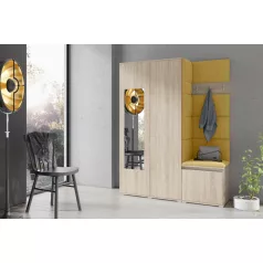   Blum 11 kárpitozott előszobafal tükörrel, sonoma - sárga 18 - egyedi