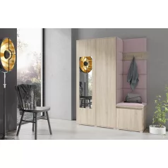   Blum 11 kárpitozott előszobafal tükörrel, sonoma - rózsaszín 19 - egyedi