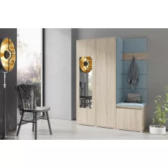   Blum 11 kárpitozott előszobafal tükörrel, sonoma - aqua 22- egyedi