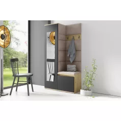   Blum 13 kárpitozott előszobafal tükörrel, artisan/fekete - bézs 03