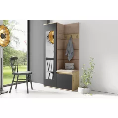   Blum 13 kárpitozott előszobafal tükörrel, artisan/fekete - bézs 04