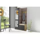 Blum 13 kárpitozott előszobafal tükörrel, artisan/fekete - barna 05