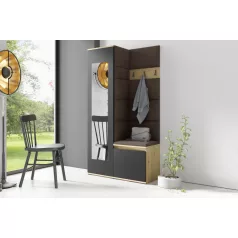   Blum 13 kárpitozott előszobafal tükörrel, artisan/fekete - barna 08