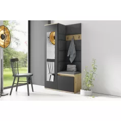   Blum 13 kárpitozott előszobafal tükörrel, artisan/fekete - szürke 15