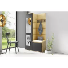   Blum 13 kárpitozott előszobafal tükörrel, artisan/fekete - sárga 18 - egyedi