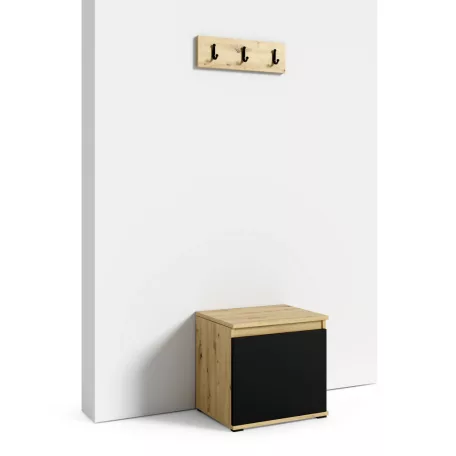 Blum 13 kárpitozott előszobafal tükörrel, artisan/fekete - rózsaszín 19 - egyedi