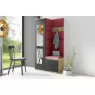 Blum 13 kárpitozott előszobafal tükörrel, artisan/fekete - rubinvörös 24 - egyedi