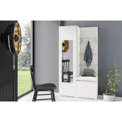   Blum 13 kárpitozott előszobafal tükörrel, fehér - krém 01