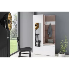   Blum 13 kárpitozott előszobafal tükörrel, fehér - barna 05