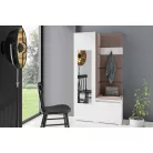 Blum 13 kárpitozott előszobafal tükörrel, fehér - barna 06