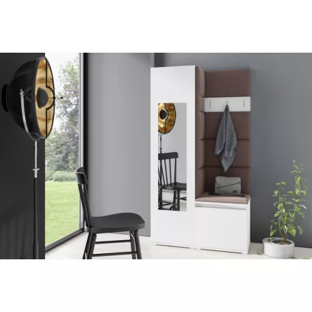 Blum 13 kárpitozott előszobafal tükörrel, fehér - barna 08