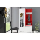 Blum 13 kárpitozott előszobafal tükörrel, fehér - piros 09 - egyedi