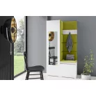 Blum 13 kárpitozott előszobafal tükörrel, fehér - zöld 12 - egyedi