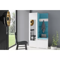   Blum 13 kárpitozott előszobafal tükörrel, fehér - azúr 13 - egyedi