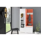 Blum 13 kárpitozott előszobafal tükörrel, fehér - narancssárga 17 - egyedi