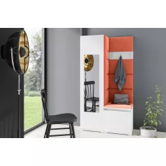   Blum 13 kárpitozott előszobafal tükörrel, fehér - narancssárga 17 - egyedi