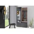 Blum 13 kárpitozott előszobafal tükörrel, grafit - barna 06